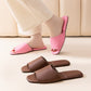 Womens PU Leather Plain Color Simple Slippers For Home Use