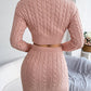 Casual Cable Knit Cropped Sweater Bodycon Dress Set