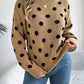 Casual Color Block Polka Dot Long Sleeve Pullover Sweater