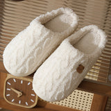 Thick-soled, Warm Plaid Plush Slippers For Indoor Winter Wear