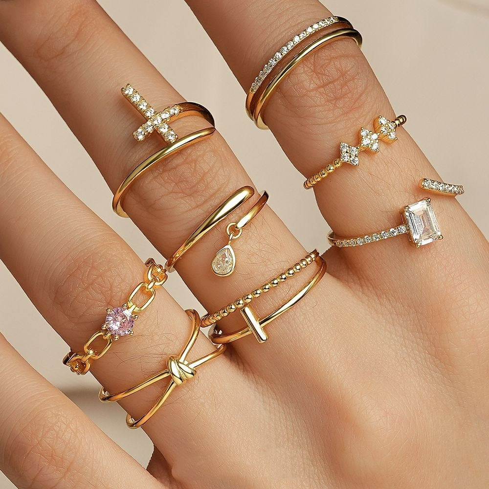 Geometric Open Design Womens Cross Ring With Diamonds A Niche Statement Piece