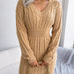 Fashion Cinched Waist Cable Knit Bodycon Sweater Dress