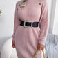 Casual Buttoned High Neck Long Sleeve Sweater Dress