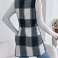 Women's Plaid Double-Breasted Pocket Tweed Long Vest