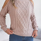 Casual Cable Knit Off-Shoulder Half Turtleneck Long Sleeve Pullover Sweater