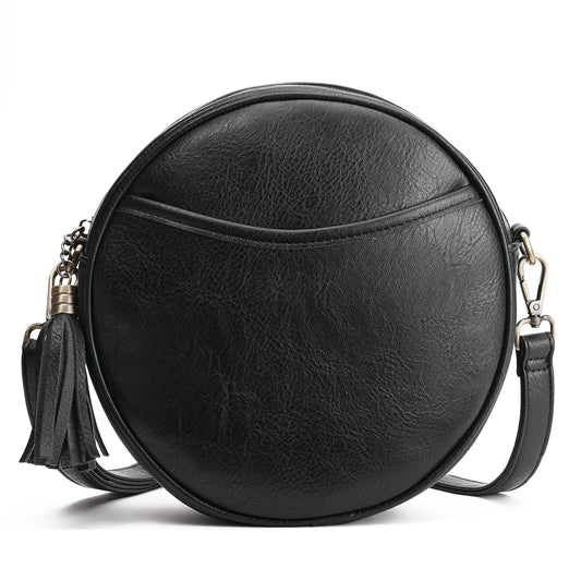 Retro Versatile Small Round Bag With A Zipperperfect For European And American Styles