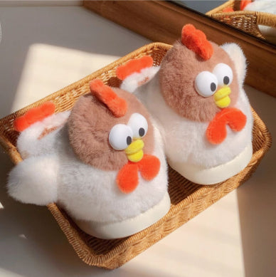 Cute Warm Furry Cotton Funny Cartoon Chick Cotton Slippers