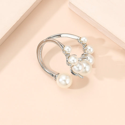 Vintage Niche Creative Design Ring Light Luxury Minimalist Korean Style Pearl Open Knuckle Ring For Women