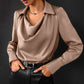 Collared Long-Sleeve Shirts Fashion Commuter Solid Color Blouse Casual Business Tops Women's Clothing