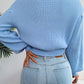 Women Casual Cable Knit Lantern Sleeve Cinched Sweater