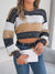 Women Casual Color Block Lantern Sleeve Cropped Pullover Sweater