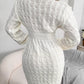 Casual Cable Knit Waist Cinched Bodycon Sweater Dress
