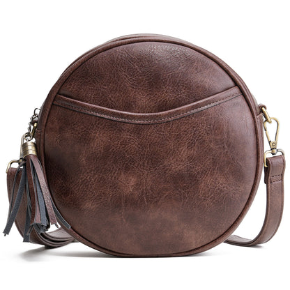 Retro Versatile Small Round Bag With A Zipperperfect For European And American Styles