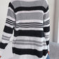 Women Casual Color Block Stripe Pocket Long Sleeve Cardigan Sweater