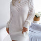 Fashion Hollow Out Off-Shoulder Long Sleeve Pullover Sweater Dress