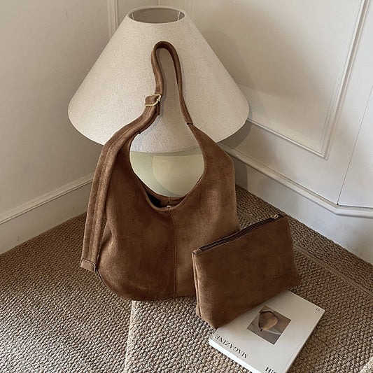Suede-textured Underarm Shoulder Bag With A Large Capacity