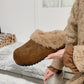 Womens Retro Thick-Soled Fleece-Lined Slippers