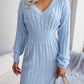 Fashion Cinched Waist Cable Knit Bodycon Sweater Dress