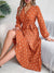 Women's Elegant Color-Blocked Polka Dot Cross V-Neck Pleated Maxi Dress