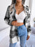Women's Color-Blocked Plaid Long Sleeve Tie-Waist Thick Tweed Coat