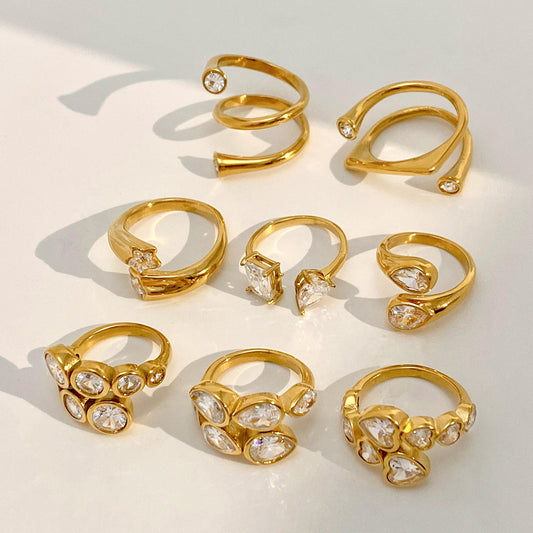 Zircon Open Womens Titanium Steel Ring That Wont Fade