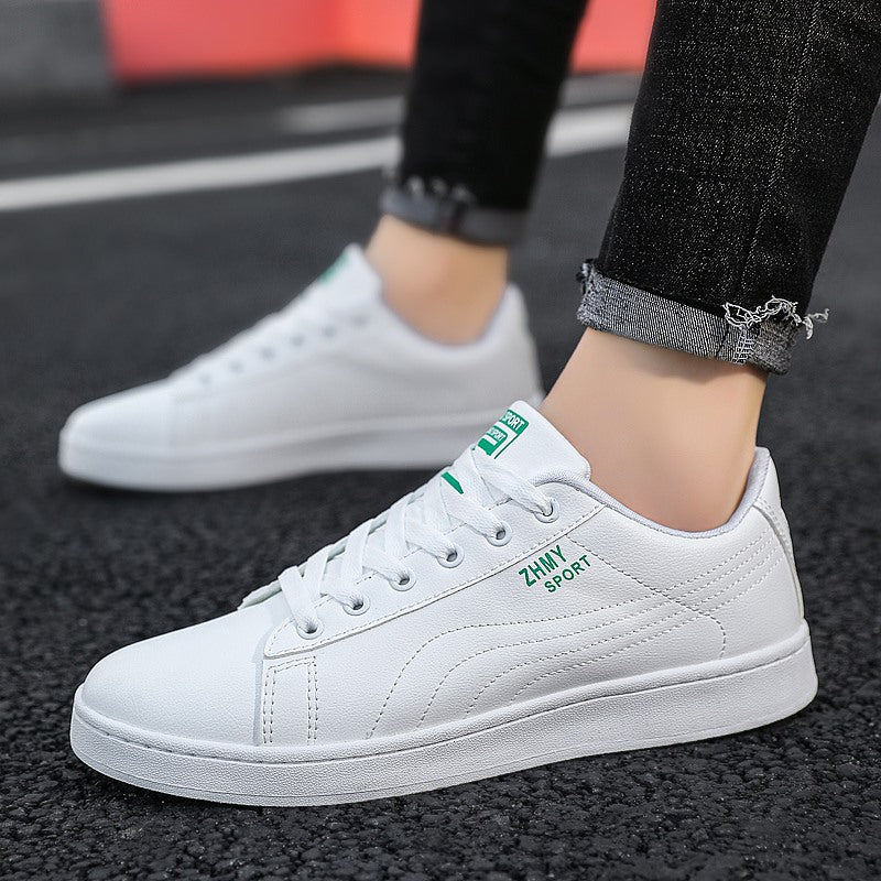 Mens Minimalist Casual White Shoes With A Flat Heel