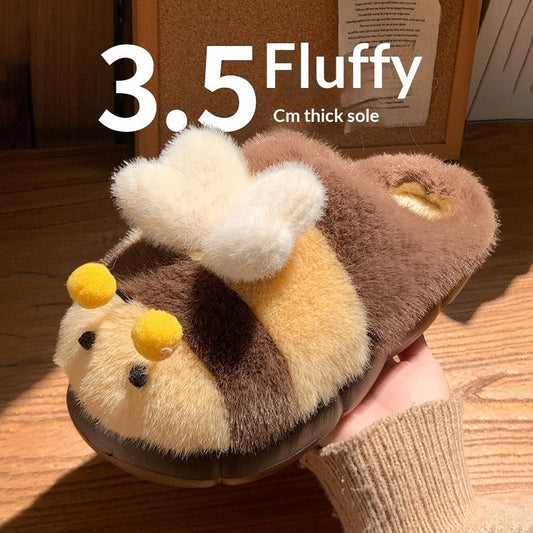 Cute Little Bee Fuzzy Slippers, Women's New Autumn Collection