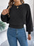 Solid Color Cable Knit Lantern Sleeve Cinched Pullover Sweater