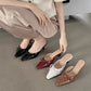 Womens Versatile Fashionable Low-Heel Bow Slippers