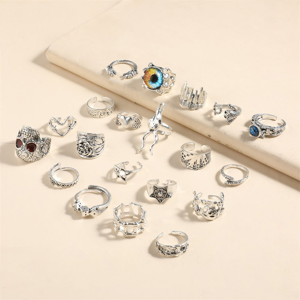 Retro Animal Ring With An Exaggerated Punk-style Devils-eye Skull And Playing-card Design