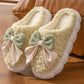 Bow Slippers Indoor Couple Non-slip Floor Bedroom Slippers Winter Warm Plush Home Shoes Household Indoor Warm