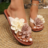 Flip Flop Open Toe Flat Sandals With Adjustable Strap And Two-Way Flower Design