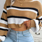Casual Striped Long Sleeve Cropped Knit Sweater