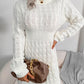 Casual Cable Knit Waist Cinched Bodycon Sweater Dress