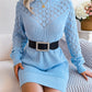Fashion Hollow Out Off-Shoulder Long Sleeve Pullover Sweater Dress