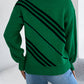 Women Casual Striped Round Neck Lantern Sleeve Long Sleeve Pullover Sweater