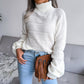 Women Turtleneck Long Sleeve Hollow Out Base Knit Sweater