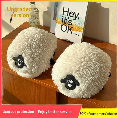 New Women's Winter Cartoon Sheepskin Cotton Slippers For Indoor Wear