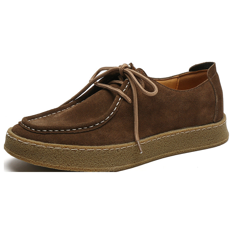 Versatile Suede Sneakers In British Style Made From Genuine Leather
