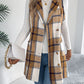 Women's Plaid Double-Breasted Pocket Tweed Long Vest