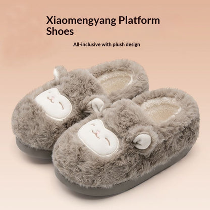 Warmth-Keeping Cotton Slippers For Couples Mens Non-Slip Fuzzy Indoor Postpartum Shoes