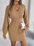 Solid Color Cable Knit Hollow Out Lantern Sleeve Bodycon Sweater Dress