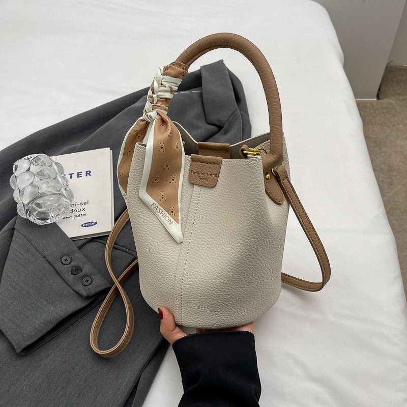 Fashionable Versatile Silk Scarf Tote Bucket Bag