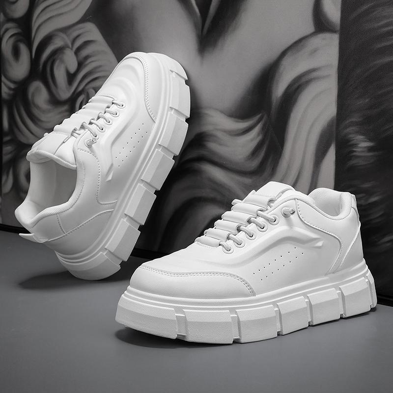 Mens Stylish Microfiber Chunky-soled Trendy All-match Casual Shoes