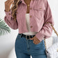Casual Pocket Long Sleeve Corduroy Short Jacket Coat