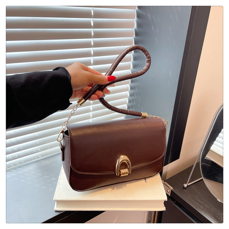 AutumnWinter Soft-Texture Retro Chic Large-Capacity Minimalist Small Square ShoulderCrossbody Bag