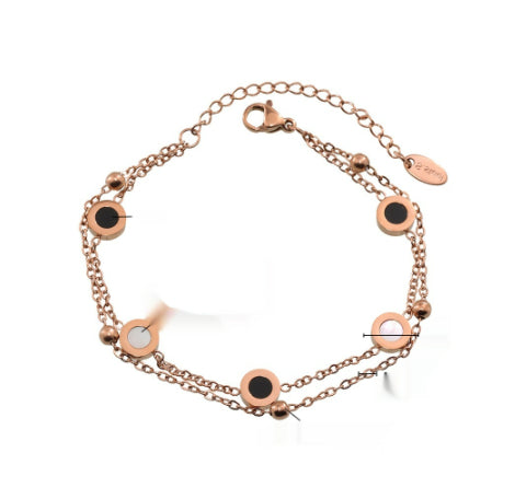 Black And White Shell Necklace And Bracelet Made Of Stainless Steel