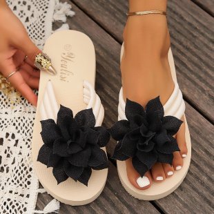 Flower Flip-flops Thick-soled Slippers Casual And Versatile Lightweight Beach Shoes