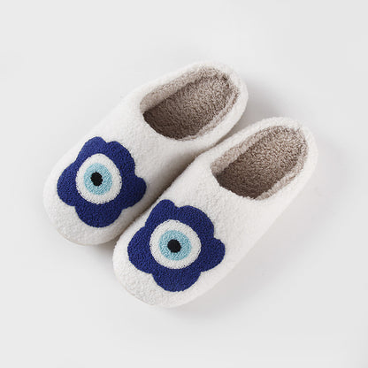 Cozy Home Flower-Eye Warm Winter Cotton Slippers